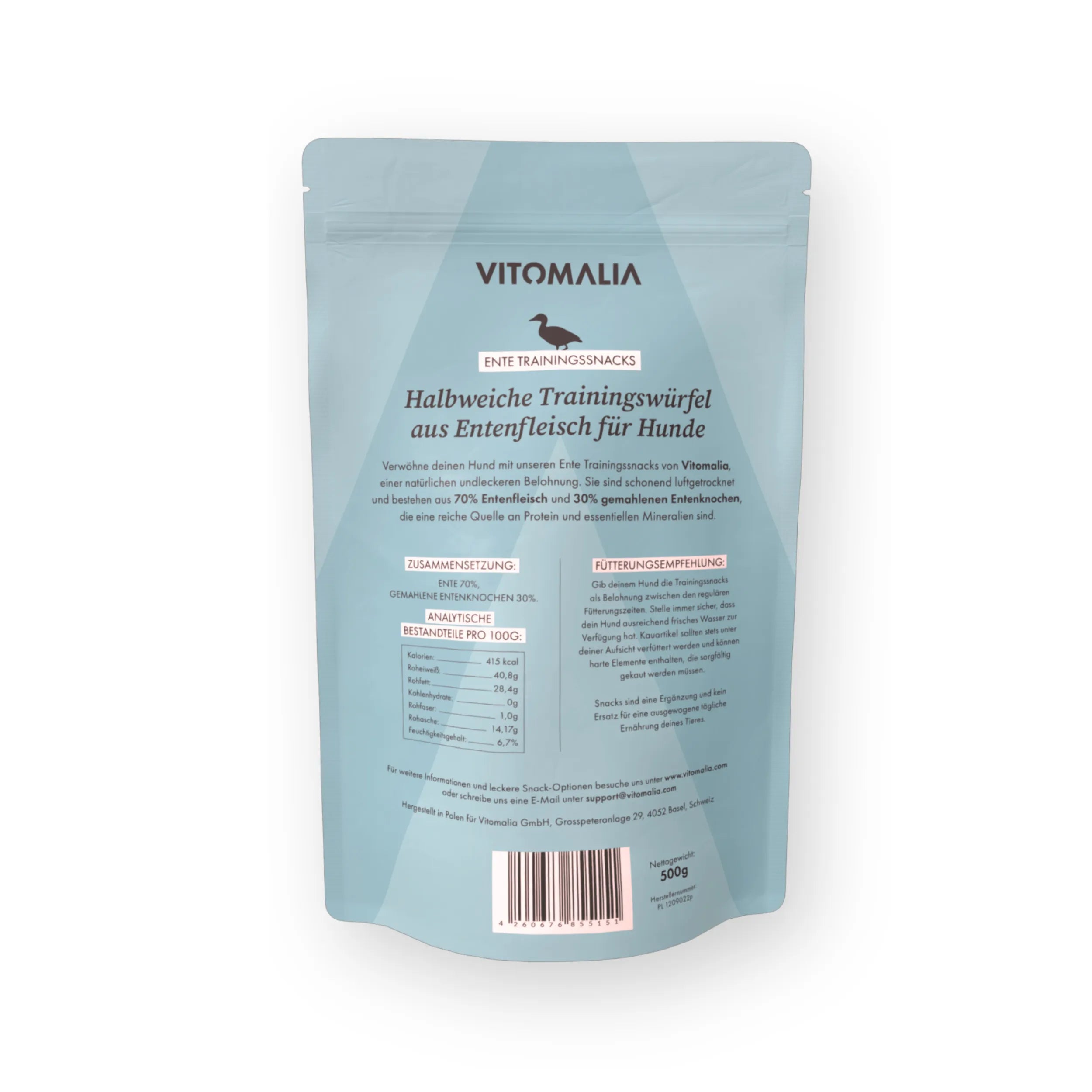 16er Trainingssnacks Bundle: Rind, Huhn, Kaninchen, Lamm, Ente, Wildschwein, Pferd & Hirsch – Gesamtgewicht 8kg (18x500g) - Vitomalia - Trainingssnacks