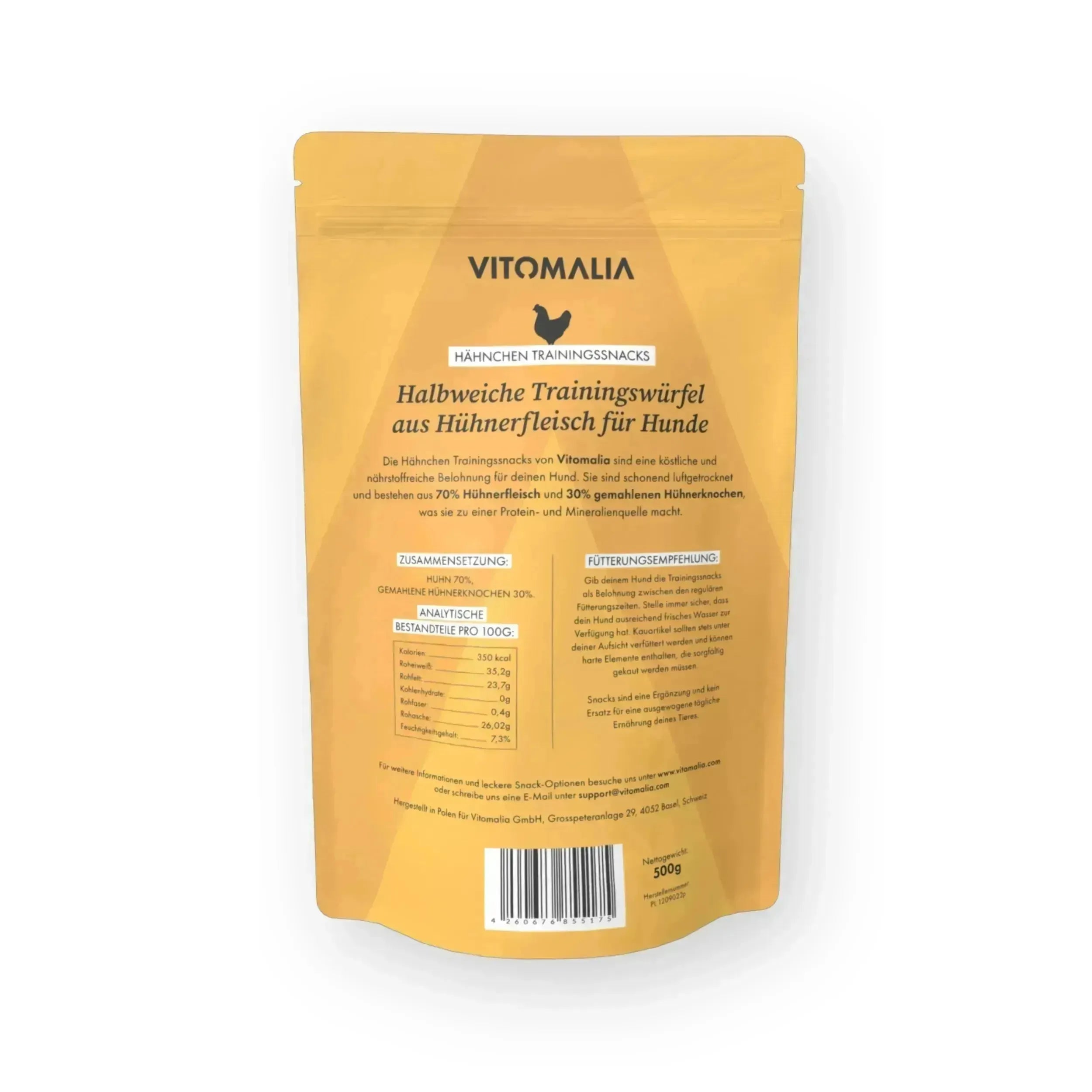 16er Trainingssnacks Bundle: Rind, Huhn, Kaninchen, Lamm, Ente, Wildschwein, Pferd & Hirsch – Gesamtgewicht 8kg (18x500g) - Vitomalia - Trainingssnacks