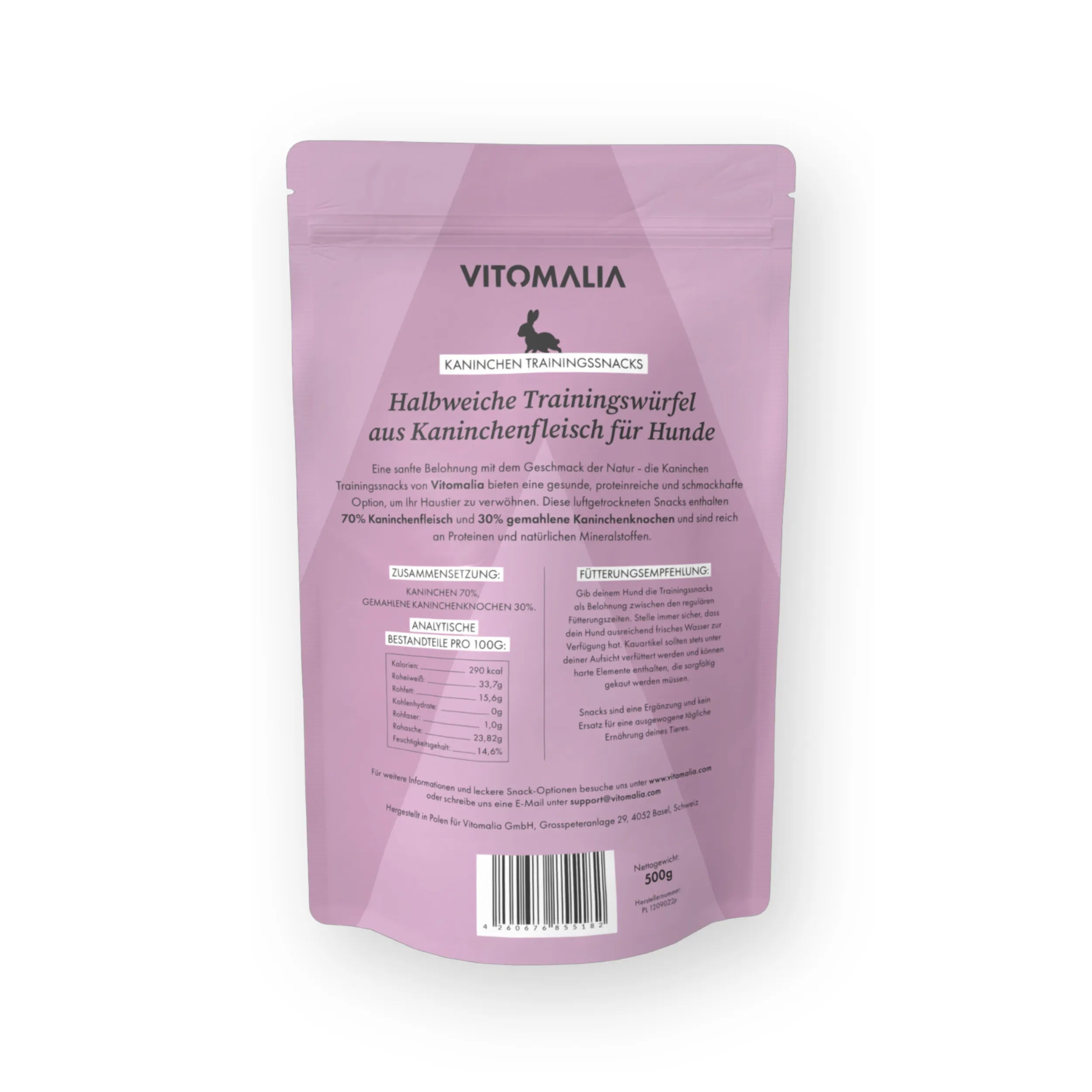 8er Trainingssnacks Bundle: Rind, Huhn, Kaninchen, Lamm, Ente, Wildschwein, Pferd & Hirsch – Gesamtgewicht 4kg (8x500g) - Vitomalia - Trainingssnacks