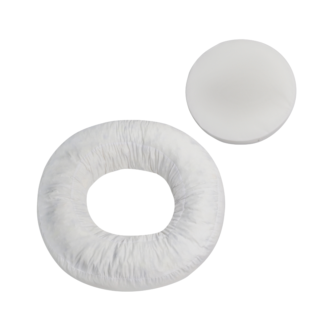 Orthopädisches Donut Hundebett – RePET Linen in Taupe