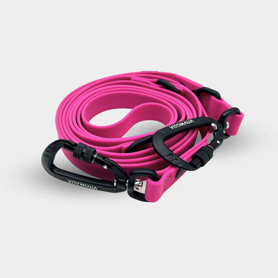 Water leash 3-way adjustable with safety carabiner Pink