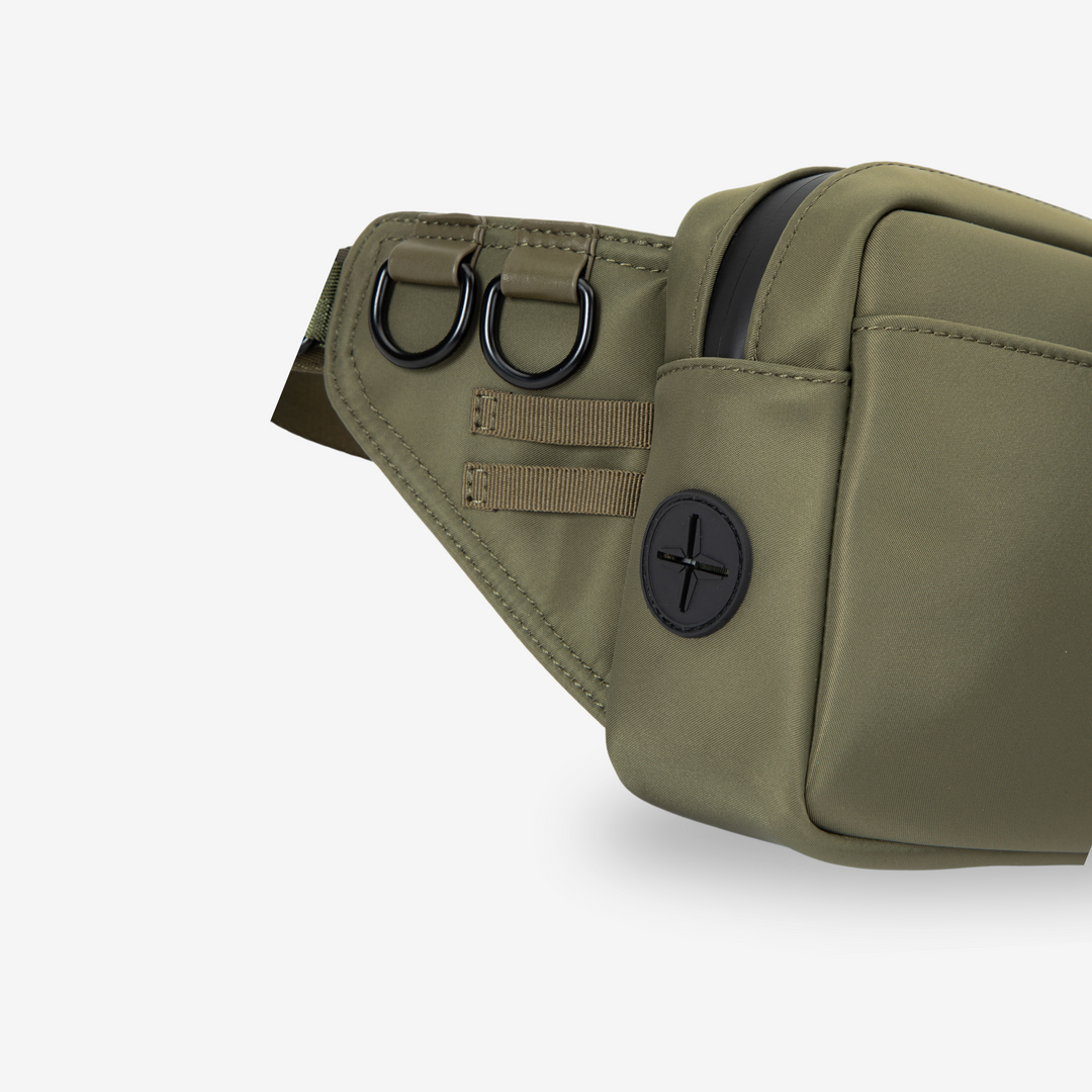 Multifunktionale Khaki Gassitasche für Hundebesitzer als Bauchtasche in Khaki: Mit herausnehmbaren Leckerlifächern, Kotbeutelspender und Wasserflaschenhalter - Vitomalia - Gassitasche