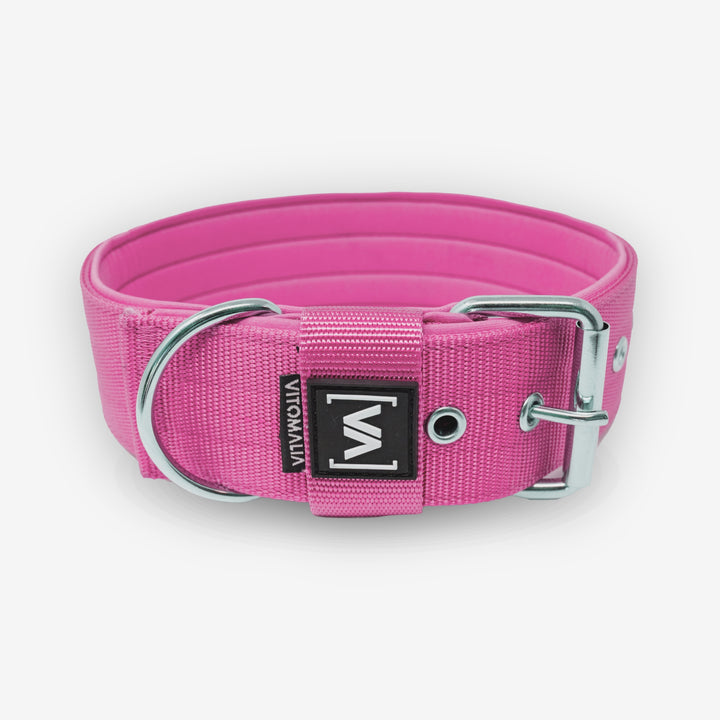 Classic Dog Collar with protruding inner lining - Pink