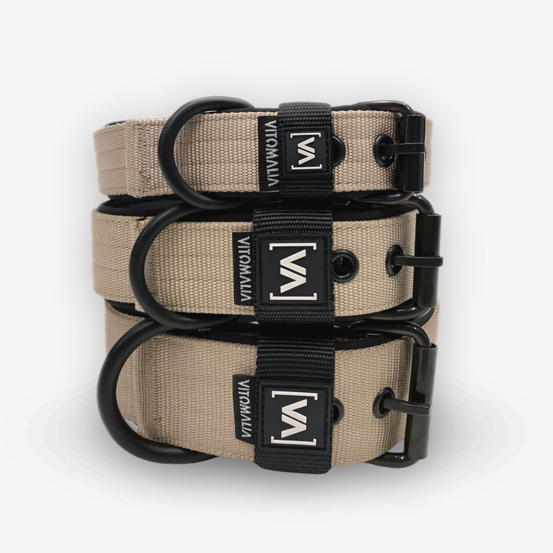 Classic Dog Collar with protruding inner lining - Nero Beige