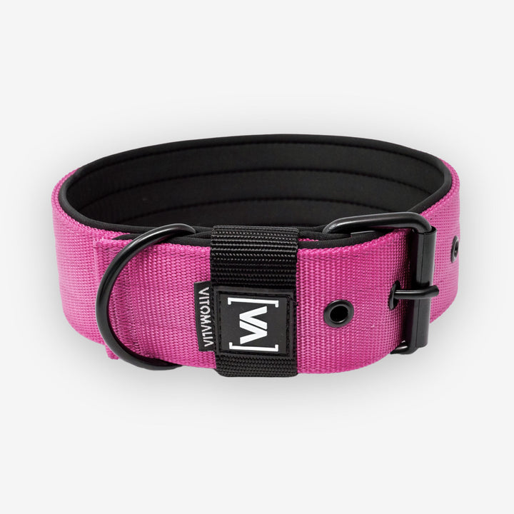 Classic Dog Collar with protruding inner lining - Nero Pink