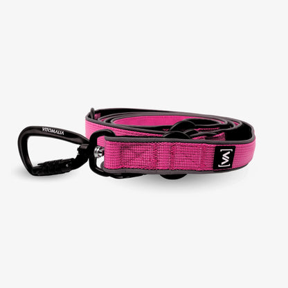 Leichte Hundeleine mit Reflextionsstreifen und Sicherheitskarabiner in Pink: 3-fach verstellbar - Easy Go Edition - Vitomalia - Hundeleine Easy Go Edition