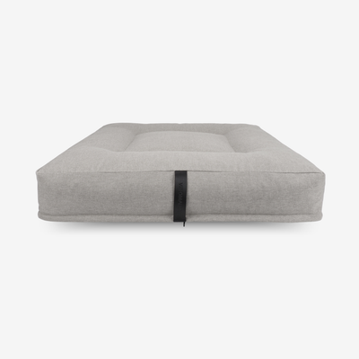 Ergonomic square dog cushion - RePET Linen in light grey