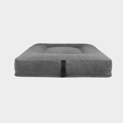 Square ergonomic dog cushion - RePET Teddy in grey